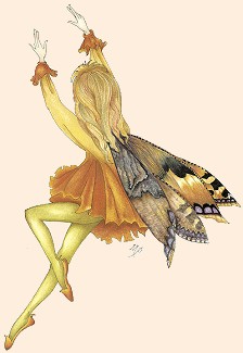 Daffodil flower faeries. Copyright© 2002 Myrea Pettit