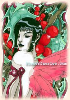 Holly flower faeries. Copyright© 2002 Natalia Pierandrei